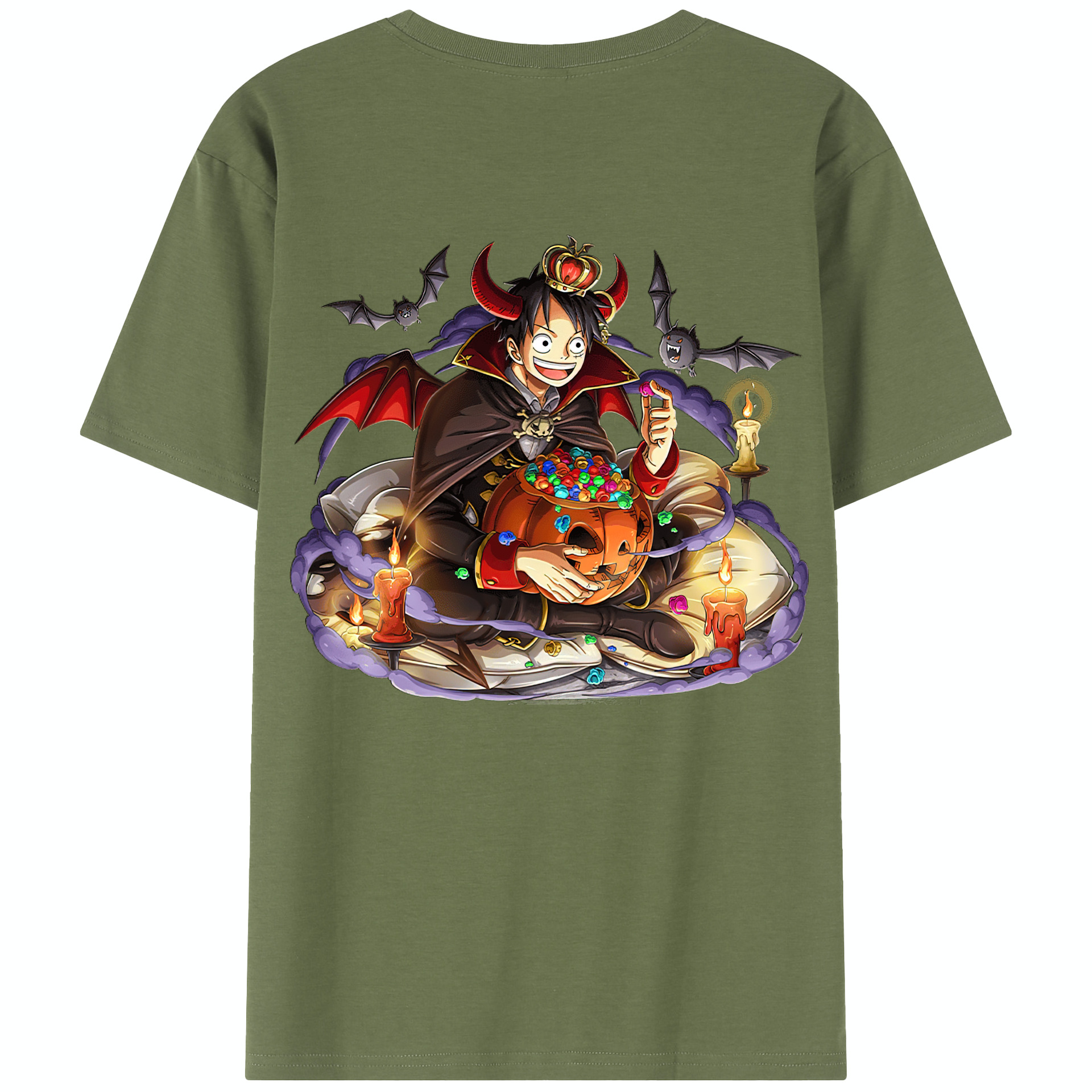 ワンピース モンキー・D・ルフィ ONE PIECE Monkey D. Luffy 綿100％半袖Tシャツ（背面プリント）